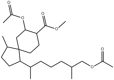 Spiro[4.5]decane-8-carboxylic acid, 7-(acetyloxy)-1-[6-(acetyloxy)-1,5-dimethylhexyl]-4-methyl-, methyl ester,90363-88-5,结构式
