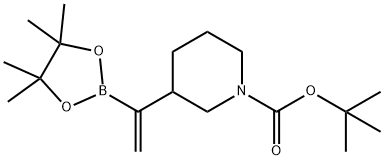 1-Piperidinecarboxylic acid, 3-[1-(4,4,5,5-tetramethyl-1,3,2-dioxaborolan-2-yl)ethenyl]-, 1,1-dimethylethyl ester 化学構造式
