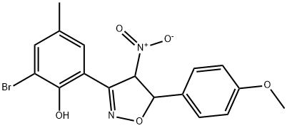 Phenol, 2-?bromo-?6-?[4,?5-?dihydro-?5-?(4-?methoxyphenyl)?-?4-?nitro-?3-?isoxazolyl]?-?4-?methyl- (9CI),906624-74-6,结构式