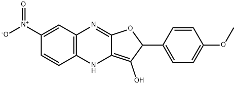 Furo[2,?3-?b]?quinoxalin-?3-?ol, 2,?4-?dihydro-?2-?(4-?methoxyphenyl)?-?7-?nitro- (9CI) 化学構造式
