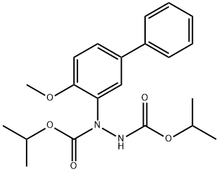 1,2-Hydrazinedicarboxylic acid, 1-(4-methoxy[1,1'-biphenyl]-3-yl)-, 1,2-bis(1-methylethyl) ester 化学構造式