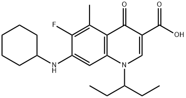 7-(Cyclohexylamino)-6-fluoro-5-methyl-4-oxo-1-(pentan-3-yl)-1,4-dihydroquinoline-3-carboxylic acid Struktur