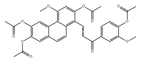 2-Propen-1-one, 1-[4-(acetyloxy)-3-methoxyphenyl]-3-[2,6,7-tris(acetyloxy)-4-methoxy-1-phenanthrenyl]- Structure