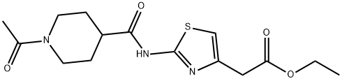 ethyl 2-(2-(1-acetylpiperidine-4-carboxamido)thiazol-4-yl)acetate Struktur