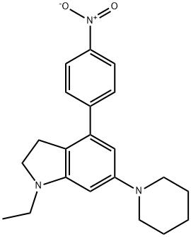 1H-Indole, 1-ethyl-2,3-dihydro-4-(4-nitrophenyl)-6-(1-piperidinyl)-