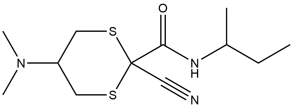 2-Cyano-5-(dimethylamino)-N-(1-methylpropyl)-1,3-dithiane-2-carboxamide Struktur