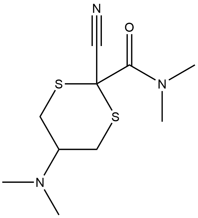 2-Cyano-5-(dimethylamino)-N,N-dimethyl-1,3-dithiane-2-carboxamide 结构式