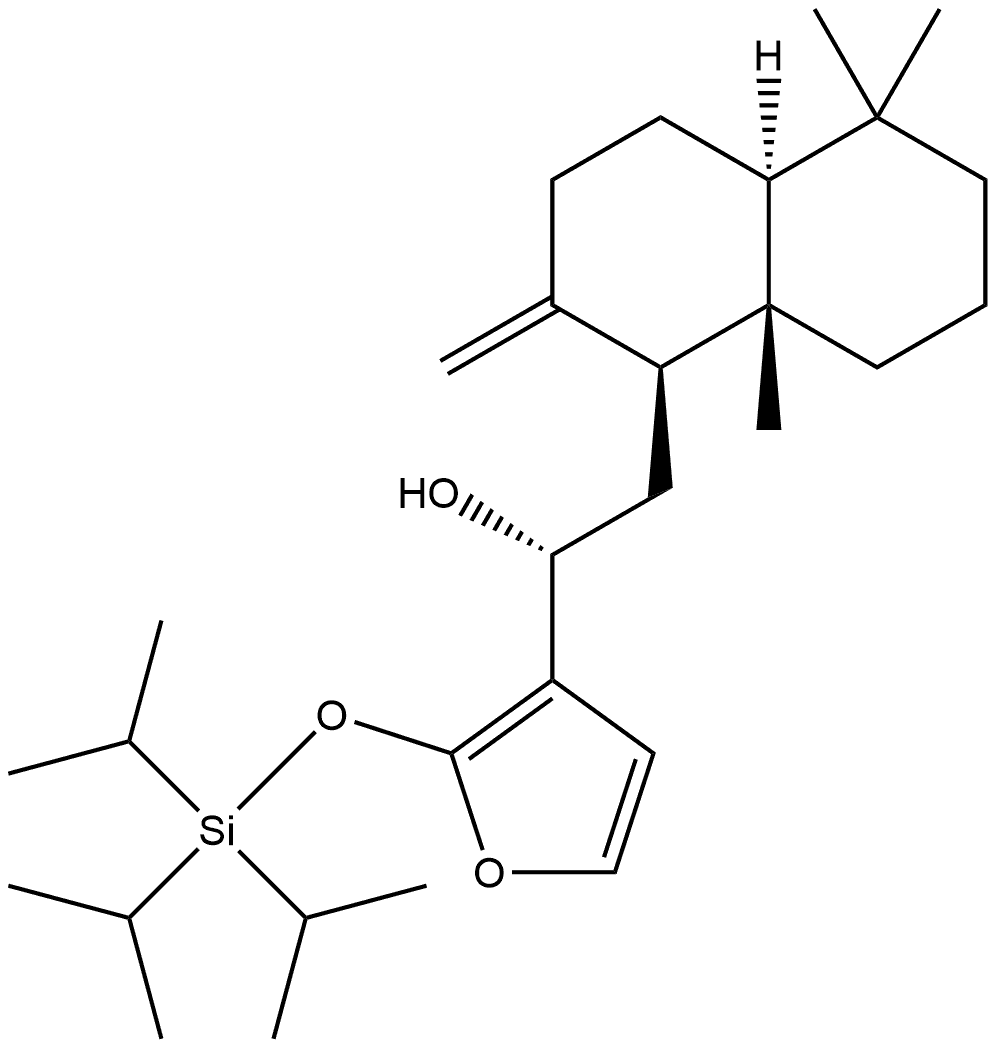 3-Furanmethanol, α-[[(1S,4aS,8aS)-decahydro-5,5,8a-trimethyl-2-methylene-1-naphthalenyl]methyl]-2-[[tris(1-methylethyl)silyl]oxy]-, (αR)- Structure
