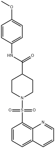 N-(4-甲氧基苯基)-1-喹啉-8-基磺酰基哌啶-4-甲酰胺,909856-86-6,结构式