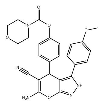 4-Morpholinecarboxylic acid, 4-[6-amino-5-cyano-2,4-dihydro-3-(4-methoxyphenyl)pyrano[2,3-c]pyrazol-4-yl]phenyl ester|CL-285821