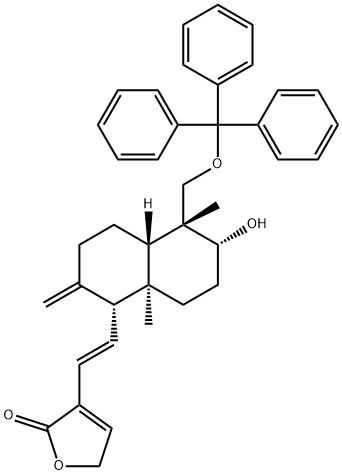 2(5H)-Furanone, 3-[(1E)-2-[(1R,4aS,5R,6R,8aR)-decahydro-6-hydroxy-5,8a-dimethyl-2-methylene-5-[(triphenylmethoxy)methyl]-1-naphthalenyl]ethenyl]- Structure