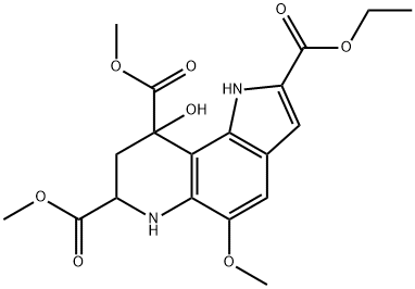 1H-Pyrrolo[2,3-f]quinoline-2,7,9-tricarboxylic acid, 6,7,8,9-tetrahydro-9-hydroxy-5-methoxy-, 2-ethyl 7,9-dimethyl ester Structure