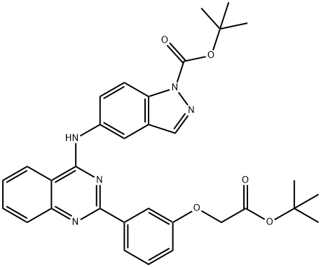 1H-Indazole-1-carboxylic acid, 5-[[2-[3-[2-(1,1-dimethylethoxy)-2-oxoethoxy]phenyl]-4-quinazolinyl]amino]-, 1,1-dimethylethyl ester Structure