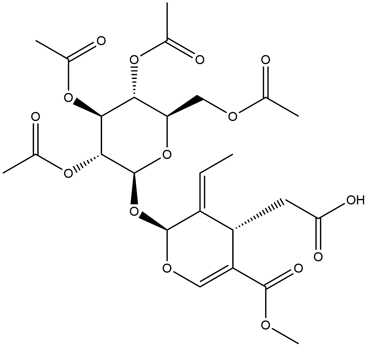 911438-61-4 (2S,3E,4S)-3-Ethylidene-3,4-dihydro-5-(methoxycarbonyl)-2-[(2,3,4,6-tetra-O-acetyl-β-D-glucopyranosyl)oxy]-2H-pyran-4-acetic Acid