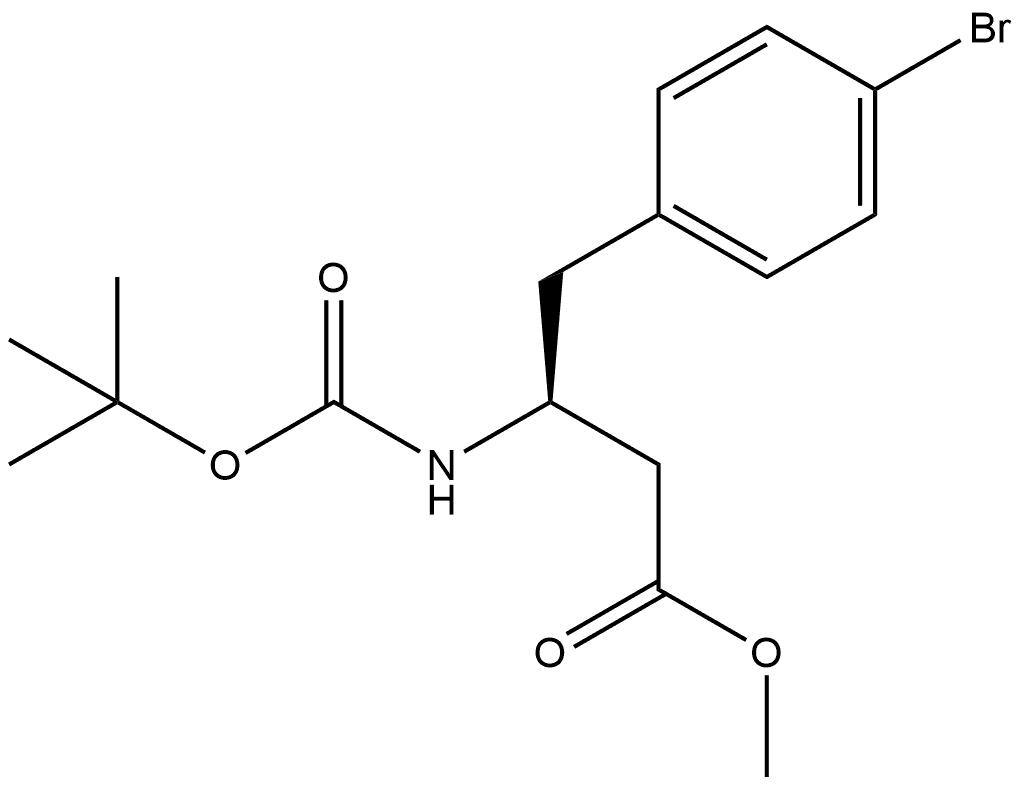 Benzenebutanoic acid, 4-bromo-β-[[(1,1-dimethylethoxy)carbonyl]amino]-, methyl ester, (βS)- 结构式