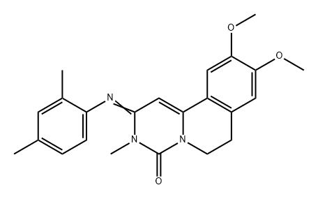 4H-Pyrimido[6,1-a]isoquinolin-4-one, 2-[(2,4-dimethylphenyl)imino]-2,3,6,7-tetrahydro-9,10-dimethoxy-3-methyl- Struktur