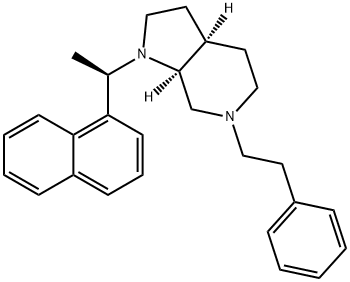 1H-Pyrrolo[2,3-c]pyridine, octahydro-1-[(1R)-1-(1-naphthalenyl)ethyl]-6-(2-phenylethyl)-, (3aR,7aS)- Structure