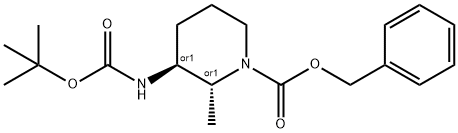 1-Piperidinecarboxylic acid, 3-[[(1,1-dimethylethoxy)carbonyl]amino]-2-methyl-, phenylmethyl ester, (2R,3S)-rel- 结构式