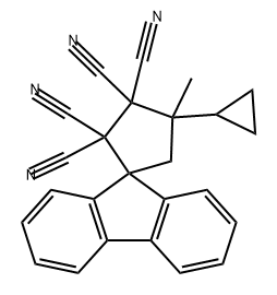 Spiro[cyclopentane-1,9'-[9H]fluorene]-2,2,3,3-tetracarbonitrile, 4-cyclopropyl-4-methyl- 化学構造式