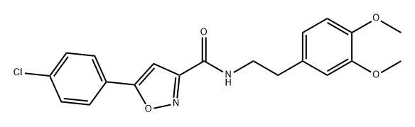 3-Isoxazolecarboxamide, 5-(4-chlorophenyl)-N-[2-(3,4-dimethoxyphenyl)ethyl]- 化学構造式