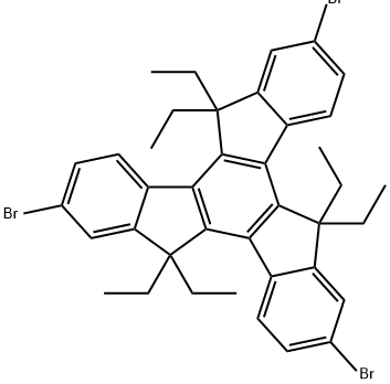 5H-Tribenzo[a,f,k]trindene, 2,7,12-tribromo-5,5,10,10,15,15-hexaethyl-10,15-dihydro- Structure