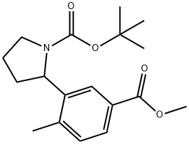 1-Pyrrolidinecarboxylic acid, 2-[5-(methoxycarbonyl)-2-methylphenyl]-, 1,1-dimethylethyl ester,914299-30-2,结构式