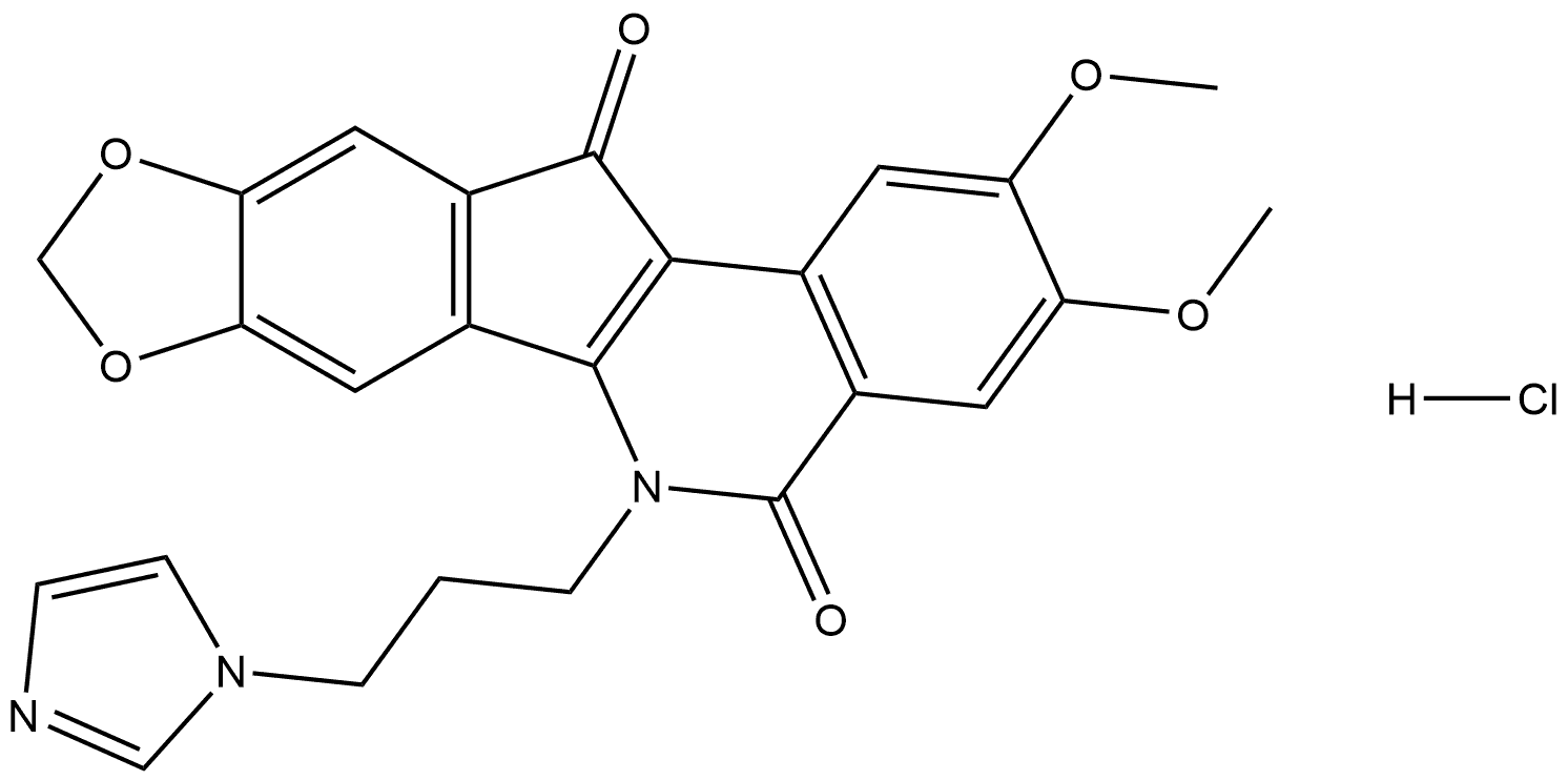 5H-[1,3]Dioxolo[4′,5′:5,6]indeno[1,2-c]isoquinoline-5,12(6H)-dione, 6-[3-(1H-imidazol-1-yl)propyl]-2,3-dimethoxy-, hydrochloride (1:1) Struktur