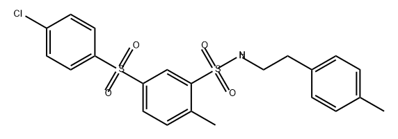 Benzenesulfonamide, 5-[(4-chlorophenyl)sulfonyl]-2-methyl-N-[2-(4-methylphenyl)ethyl]- Structure