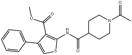 methyl 2-(1-acetylpiperidine-4-carboxamido)-4-phenylthiophene-3-carboxylate Structure