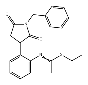 Ethanimidothioic acid, N-[2-[2,5-dioxo-1-(phenylmethyl)-3-pyrrolidinyl]phenyl]-, ethyl ester Struktur
