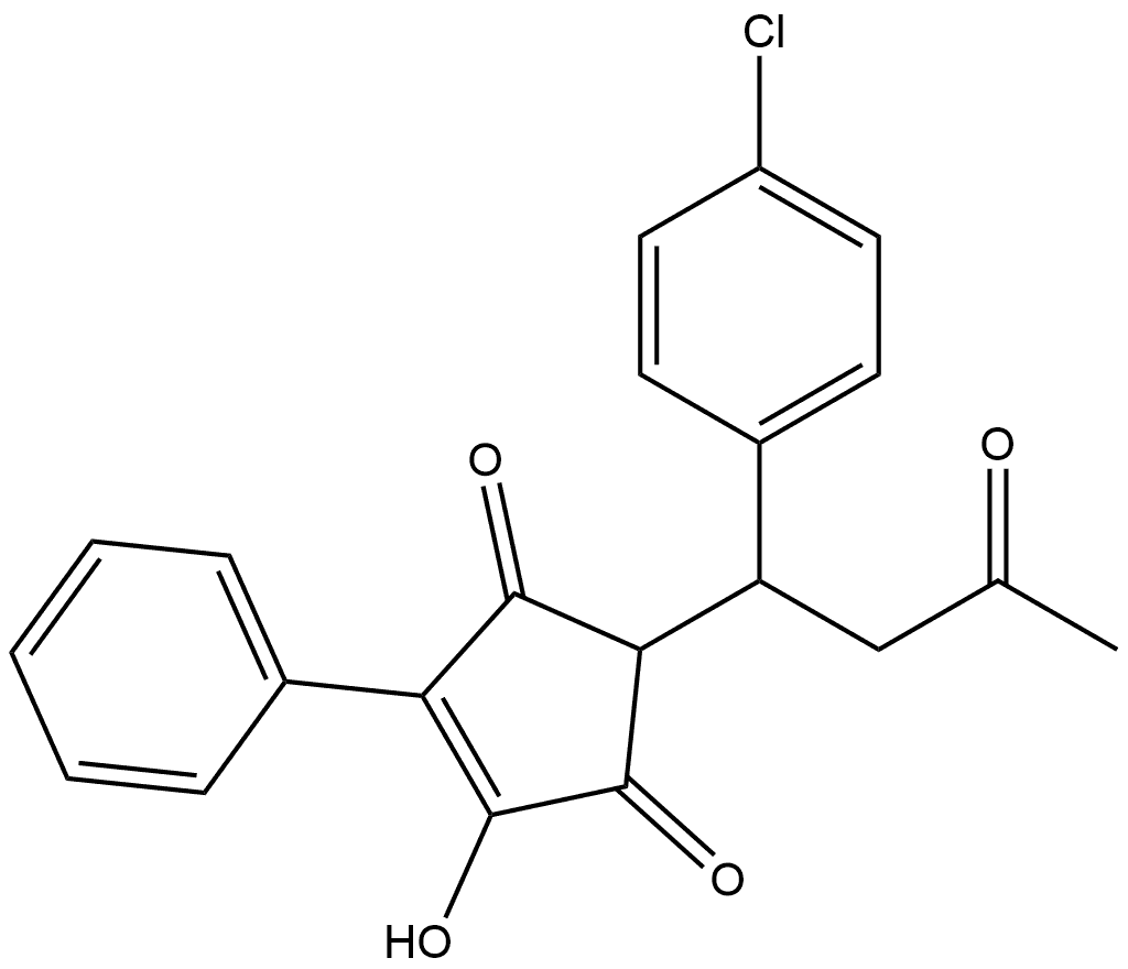 4-Cyclopentene-1,3-dione, 2-[1-(4-chlorophenyl)-3-oxobutyl]-4-hydroxy-5-phenyl- 结构式