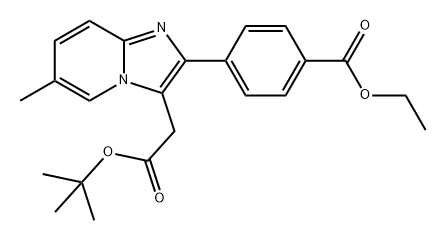 Imidazo[1,2-a]pyridine-3-acetic acid, 2-[4-(ethoxycarbonyl)phenyl]-6-methyl-, 1,1-dimethylethyl ester 化学構造式