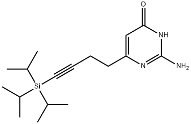 2-Amino-6-(4-(triisopropylsilyl)but-3-yn-1-yl)pyrimidin-4(3H)-one Struktur