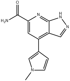 4-(1-Methyl-1H-pyrrol-3-yl)-1H-pyrazolo[3,4-b]pyridine-6-carboxamide Struktur