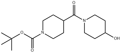 1-Piperidinecarboxylic acid, 4-[(4-hydroxy-1-piperidinyl)carbonyl]-, 1,1-dimethylethyl ester 结构式