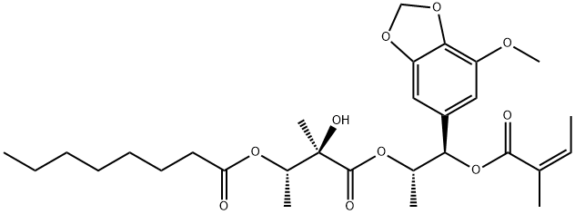 918785-00-9 Octanoic acid, (1S,2R)-2-hydroxy-3-[(1S,2R)-2-(7-methoxy-1,3-benzodioxol-5-yl)-1-methyl-2-[[(2Z)-2-methyl-1-oxo-2-buten-1-yl]oxy]ethoxy]-1,2-dimethyl-3-oxopropyl ester