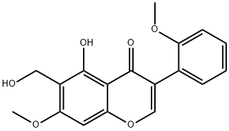 4H-1-Benzopyran-4-one, 5-hydroxy-6-(hydroxymethyl)-7-methoxy-3-(2-methoxyphenyl)- Struktur