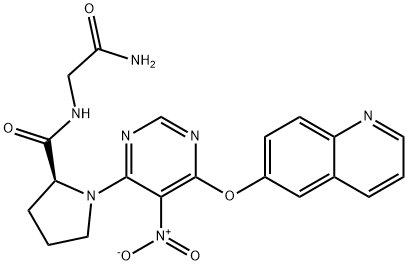 (S)-N-(2-Amino-2-oxoethyl)-1-(5-nitro-6-(quinolin-6-yloxy)pyrimidin-4-yl)pyrrolidine-2-carboxamide 结构式