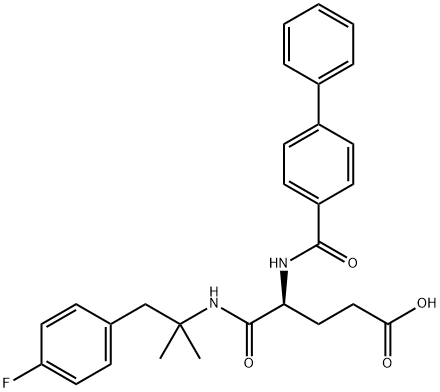 Pentanoic acid, 4-[([1,1'-biphenyl]-4-ylcarbonyl)amino]-5-[[2-(4-fluorophenyl)-1,1-dimethylethyl]amino]-5-oxo-, (4S)- Struktur