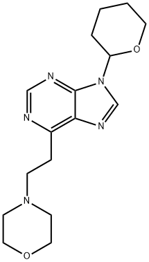 4-(2-(9-(Tetrahydro-2H-pyran-2-yl)-9H-purin-6-yl)ethyl)morpholine Struktur
