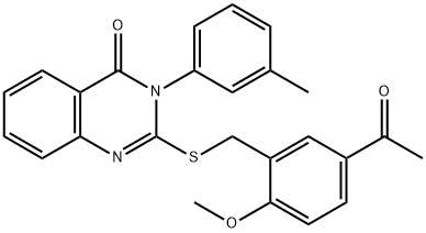 2-((5-Acetyl-2-methoxybenzyl)thio)-3-(m-tolyl)quinazolin-4(3H)-one Structure