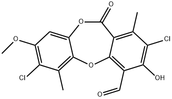 92070-80-9 11H-Dibenzo[b,e][1,4]dioxepin-4-carboxaldehyde, 2,7-dichloro-3-hydroxy-8-methoxy-1,6-dimethyl-11-oxo-