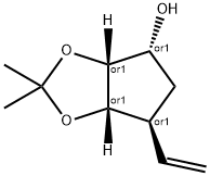 rel-(3aR,4R,6S,6aS)-2,2-Dimethyl-6-vinyltetrahydro-4H-cyclopenta[d][1,3]dioxol-4-ol 化学構造式