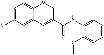 2H-1-Benzopyran-3-carboxamide, 6-chloro-N-(2-methoxyphenyl)-,923802-80-6,结构式