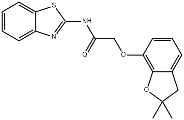N-2-Benzothiazolyl-2-[(2,3-dihydro-2,2-dimethyl-7-benzofuranyl)oxy]acetamide Struktur