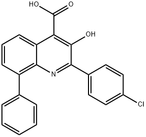 2-(4-クロロフェニル)-3-ヒドロキシ-8-フェニルキノリン-4-カルボン酸 化学構造式