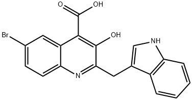 2-((1H-Indol-3-yl)methyl)-6-bromo-3-hydroxyquinoline-4-carboxylic acid 化学構造式