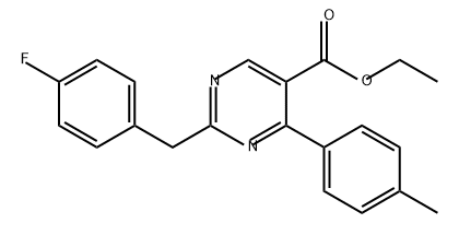 5-Pyrimidinecarboxylic acid, 2-[(4-fluorophenyl)methyl]-4-(4-methylphenyl)-, ethyl ester Struktur