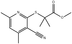 Propanoic acid, 2-[(3-cyano-4,6-dimethyl-2-pyridinyl)thio]-2-methyl-, methyl ester Struktur