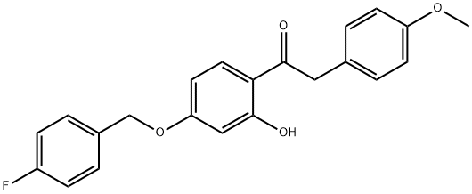 JR-7025, 1-(4-(4-Fluorobenzyloxy)-2-hydroxyphenyl)-2-(4-methoxyphenyl)ethanone, 97% 化学構造式